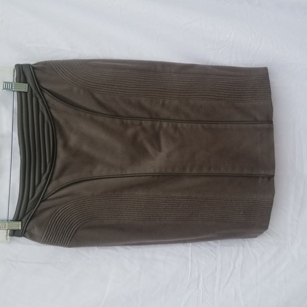 Catherine Dean women's couture wool/cashmere leather trimmed skirt size medium/4